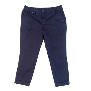 DKNY Navy Blue Cuffed Crop Pants Size 8